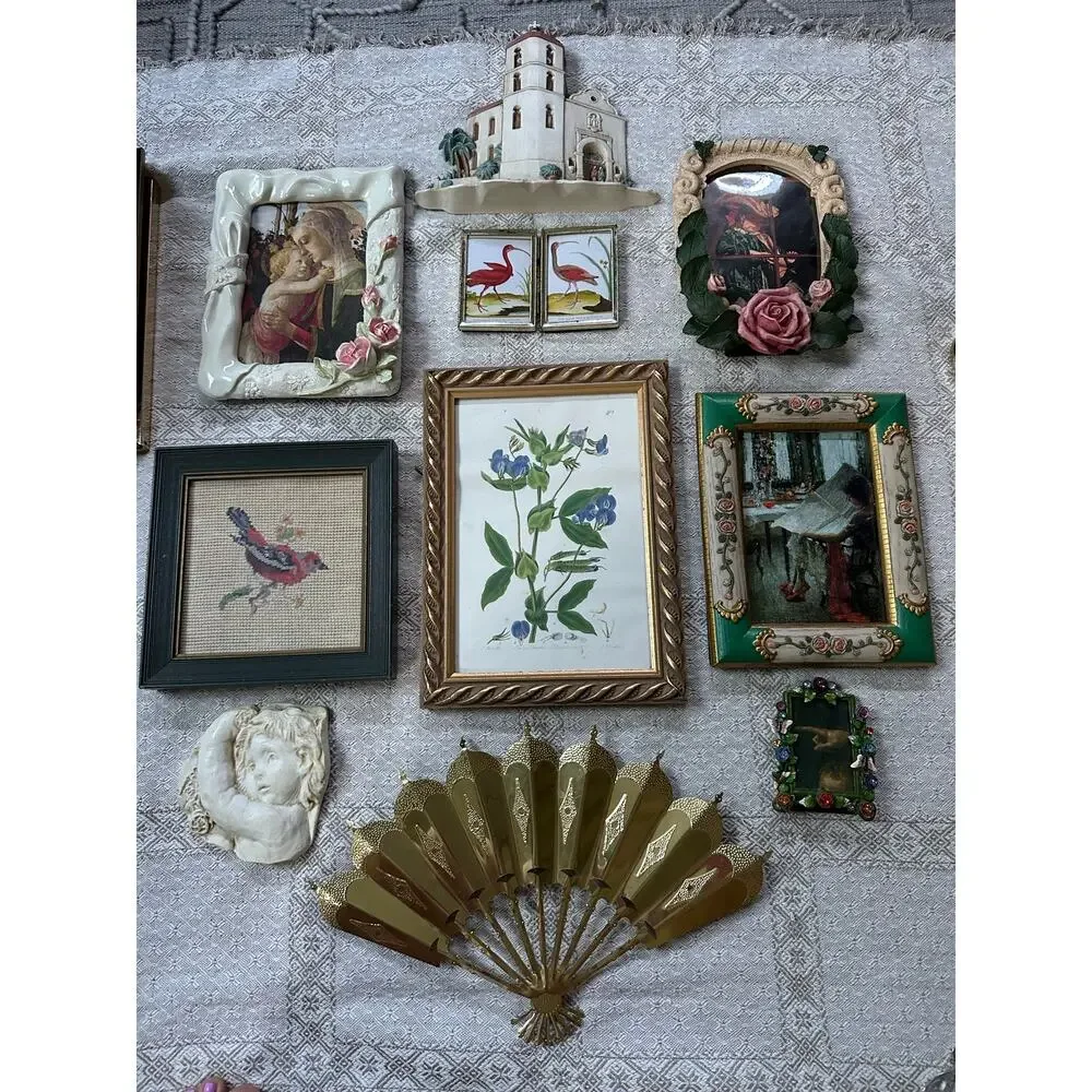 Vintage lot gallery accent wall art pictures set ornate gold framed portraits 10